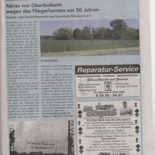 Abriss von Oberbolheim wegen des Fliegerhorstes vor 50 Jahren