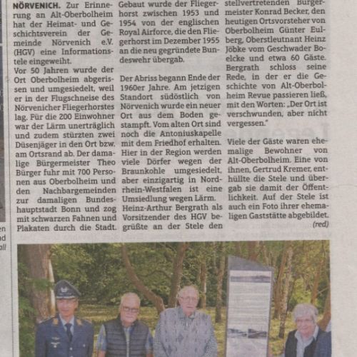 Verschwunden, aber nicht vergessen - Stele zur Erinnerung an Alt-Oberbolheim eingeweiht